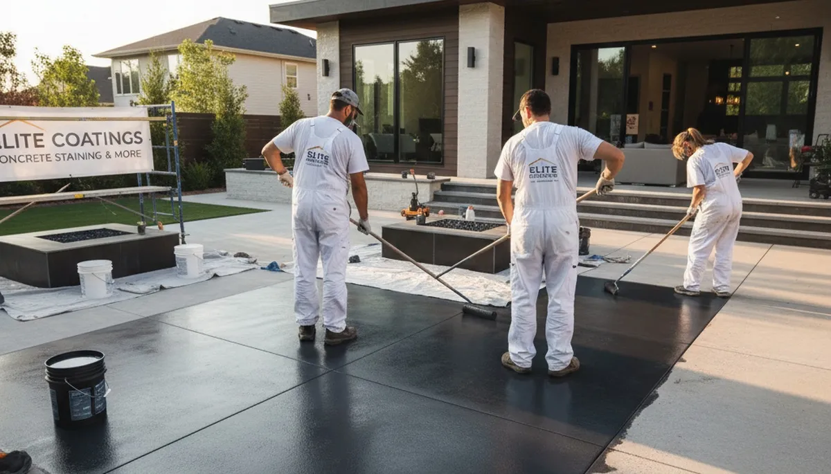 Professional concrete floor staining in Boise ID showcasing durable, high-quality finish and rich color