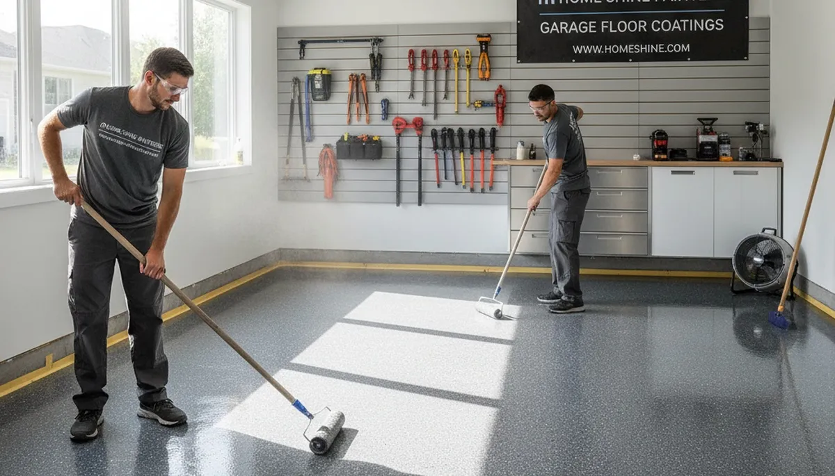 Professional epoxy garage floor coating in Boise ID protecting concrete from salt and moisture