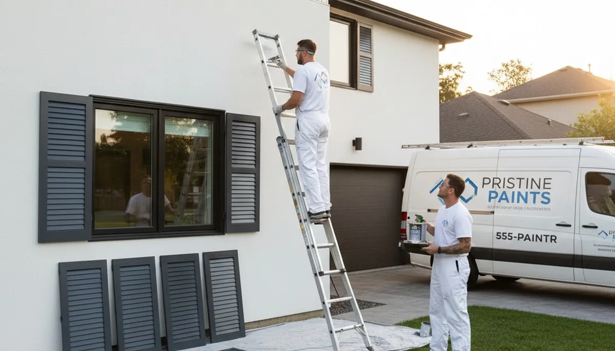 Professional shutter painting on Boise, ID home exterior with durable, sun-resistant finish