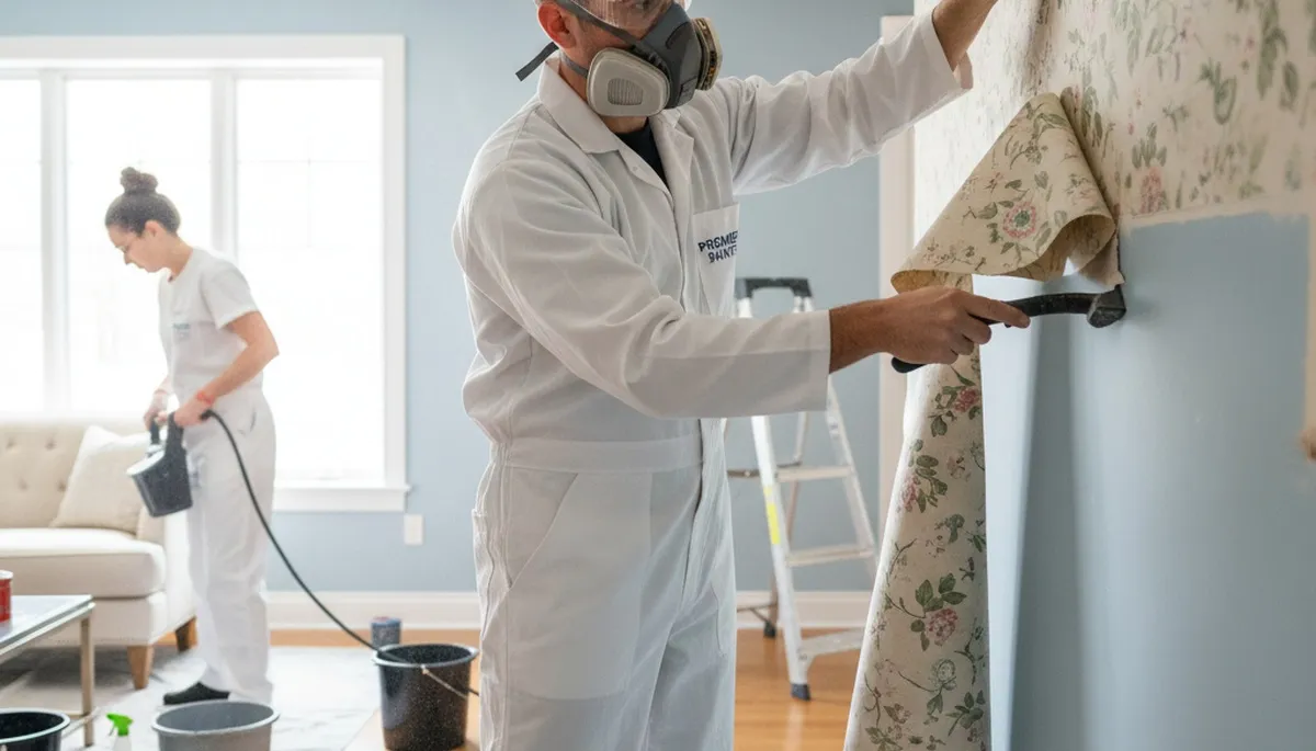 Professional wallpaper removal and surface prep by house painters in Boise, ID homes
