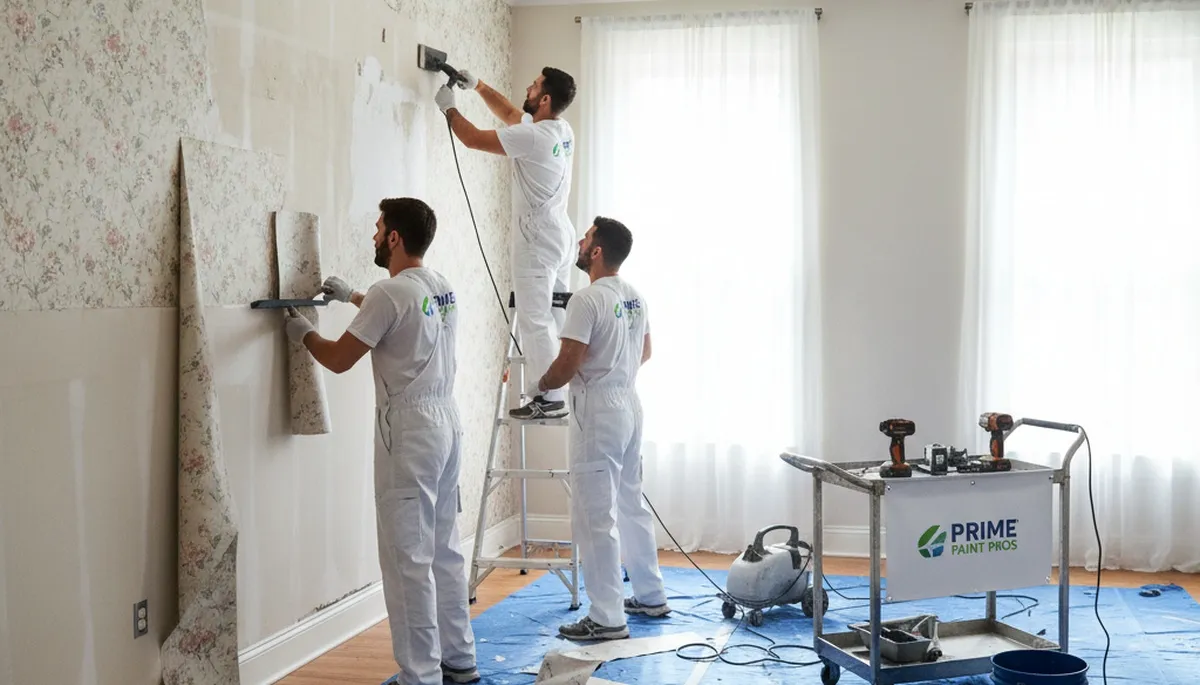 Professional wallpaper removal and surface prep by house painters in Boise, ID home interior